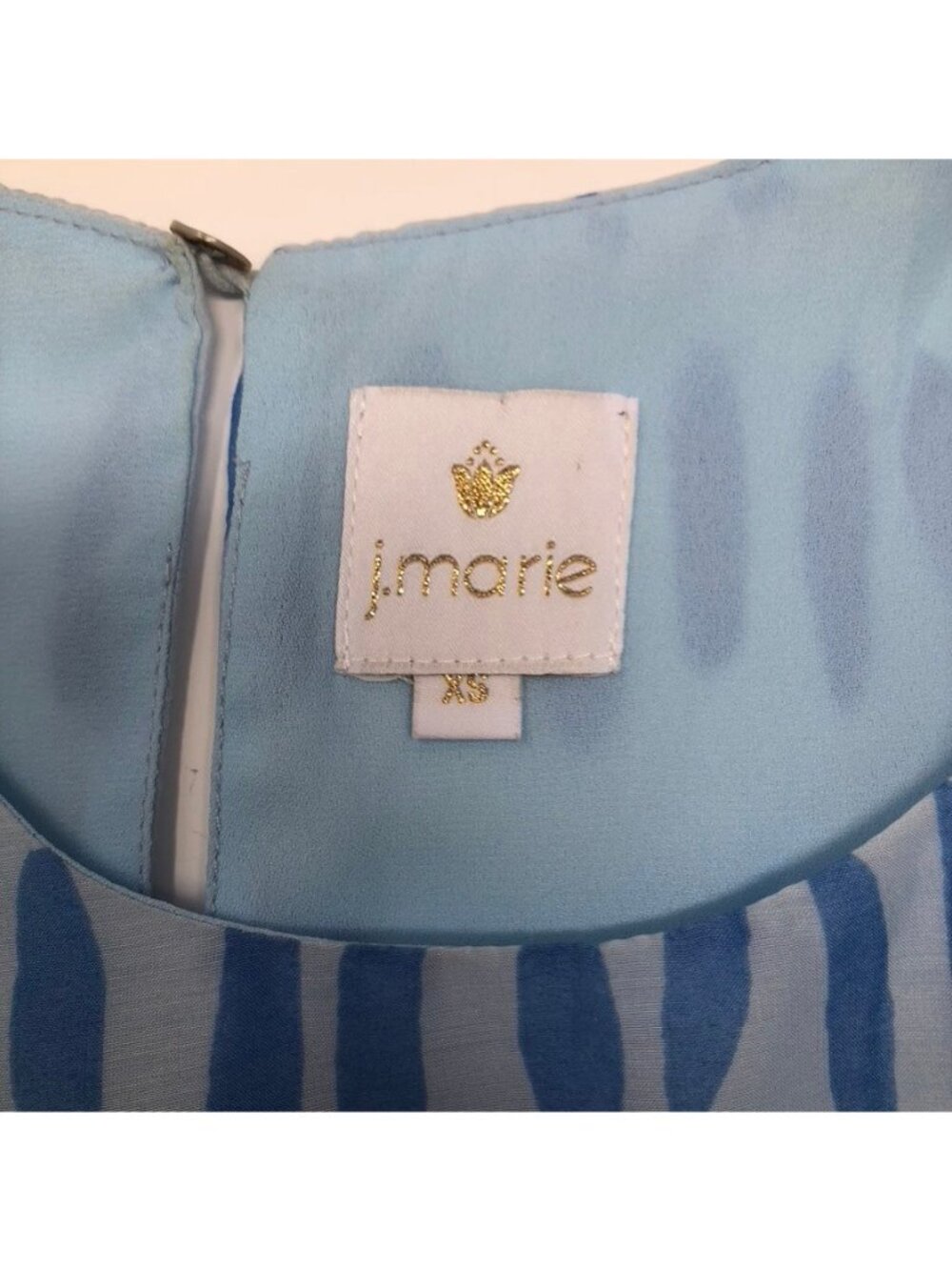 J Marie Blue Print Ruffle Top Size XS - Picture 4 of 5